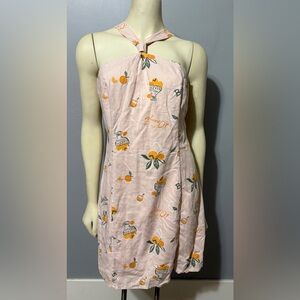 Wild Fable Pink & Orange Fruit Bella Vita Halter Mini Dress L’Orange Sz L